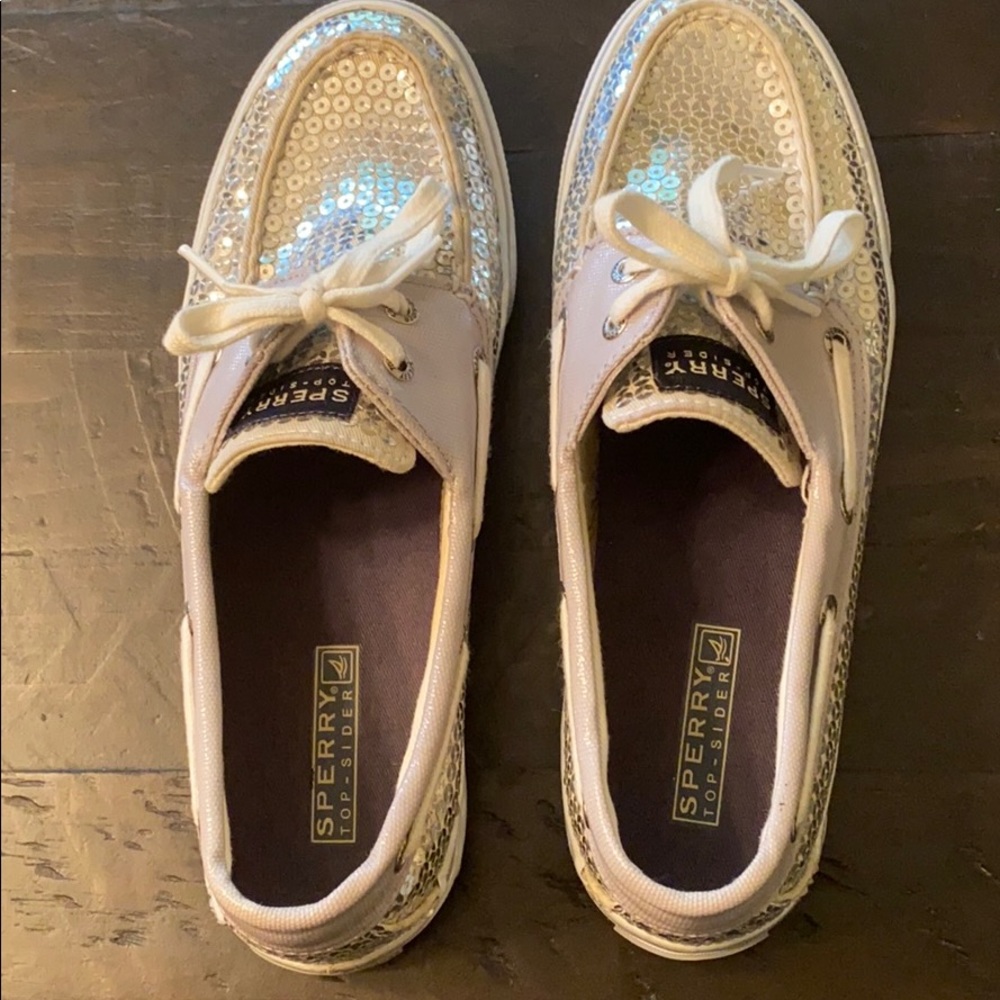 Silver Sequin Sperry Top-Sider